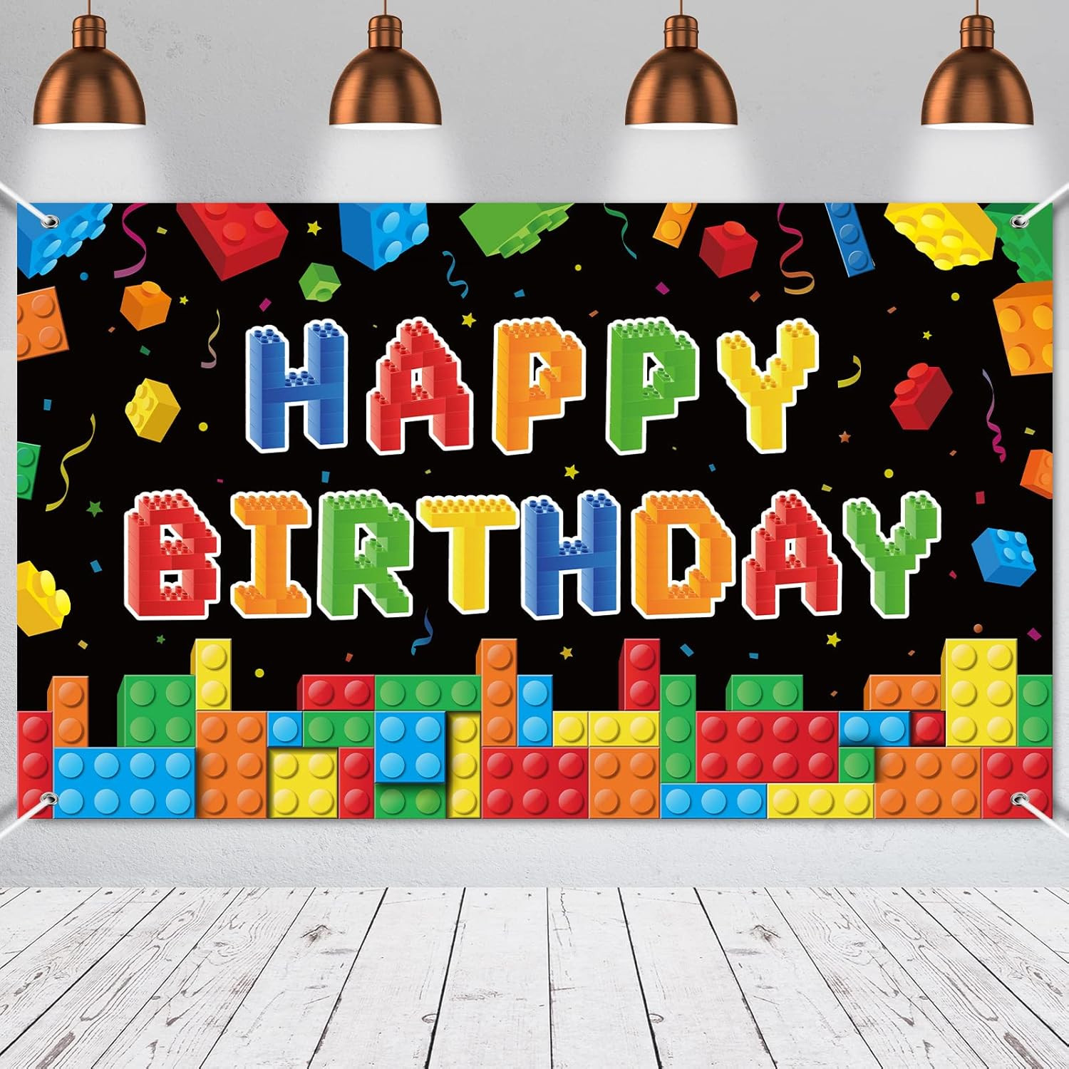 Panelee Building Block Birthday Banner Building Blocks Party Backdrop Decoration Happy Birthday B... | Amazon (US)