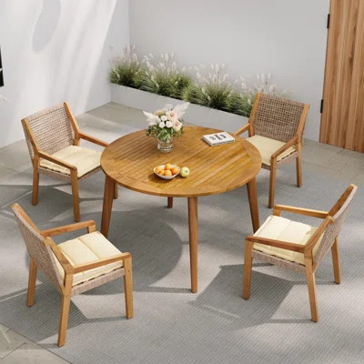 Arenwood Modern Coastal 5-Piece Patio Dining Set With Cushions | Wayfair North America
