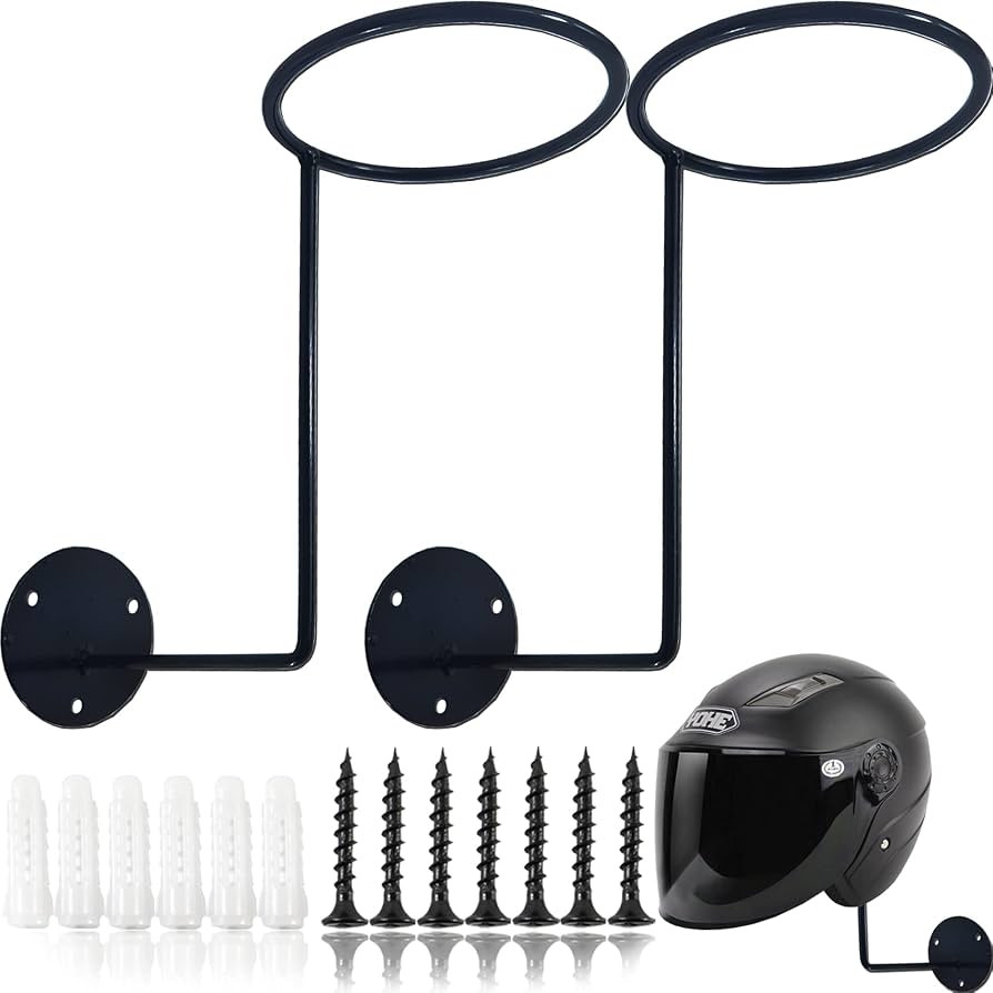 2PCS Motorcycle Accessories Helmet Holder, Metal Stand Wall Mounted Hanger Rack for Jacket,Coats,... | Amazon (US)