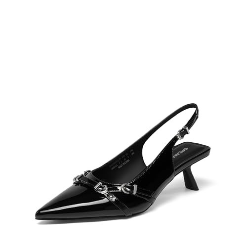 DREAM PAIRS Women's Low Kitten Heels Slingback Closed Pointed Toe Comfortable Dressy Pumps Wedding Party Casual Elegant Dress Shoes,Size 8.5,Black,SDPU25002W | Amazon (US)
