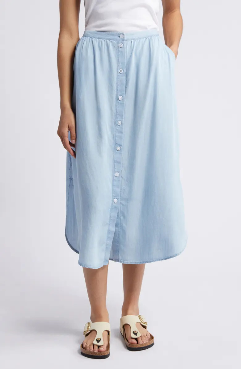 Button Front Chambray Skirt | Nordstrom
