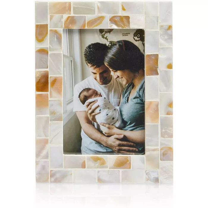 Okuna Outpost White Seashell Beach Picture Frame for 4 x 6 Inch Photos (8 x 6 x 0.43 in) | Target