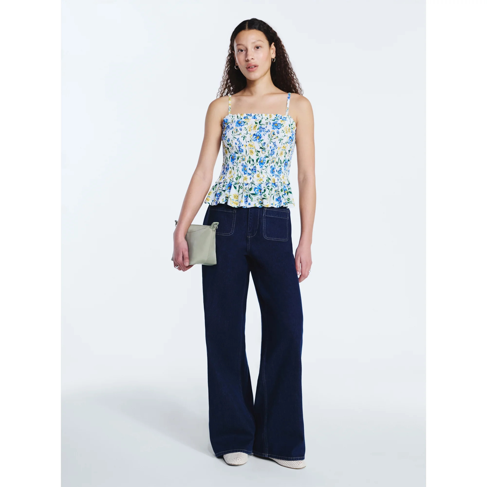 Free Assembly Women's Smocked Top with Peplum Hem, Sizes XS-XXL | Walmart (US)