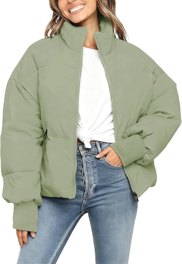 UANEO Puffer Jacket Womens Oversized Cropped Puffy Quilted Winter Jackets Coat | Amazon (US)