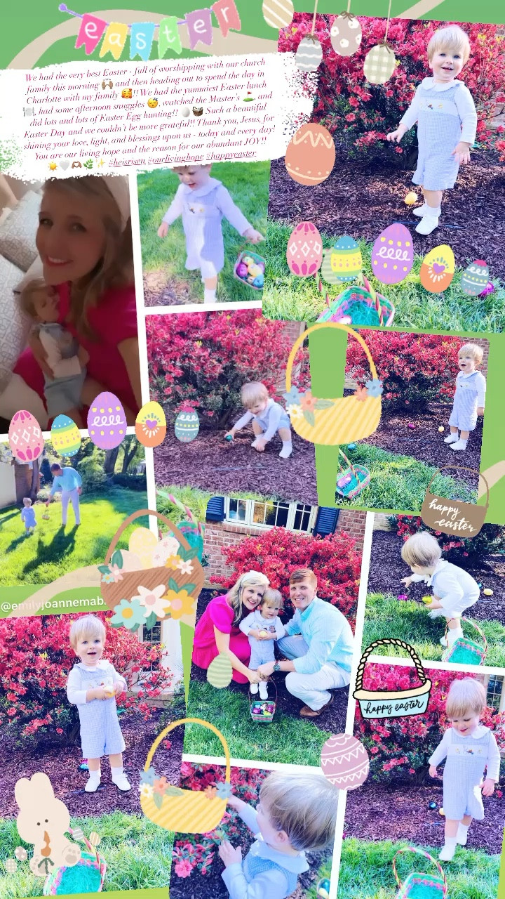We had the very best Easter - full of worshipping with our church family this morning 🙌🏽 and then heading out to spend the day in Charlotte with my family 🥰!! We had the yummiest Easter lunch 🍽️, had some afternoon snuggles 😴, watched the Master’s ⛳️, and did lots and lots of Easter Egg hunting!! 🥚🧺 Such a beautiful Easter Day and we couldn’t be more grateful!! Thank you, Jesus, for shining your love, light, and blessings upon us - today and every day! You are our living hope and the reason for our abundant JOY!! ☀️🤍🫶🏽🌿✨ #heisrisen #ourlivinghope #happyeaster 

#LTKSeasonal #LTKbaby #LTKfamily