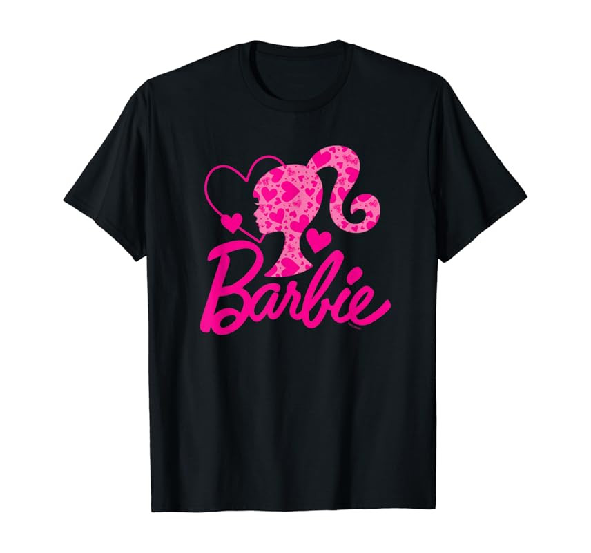 Barbie Black Heart Logo Crew Neck T-Shirt - Classic Fit, Short Sleeve, Cotton-Polyester Blend | Amazon (US)
