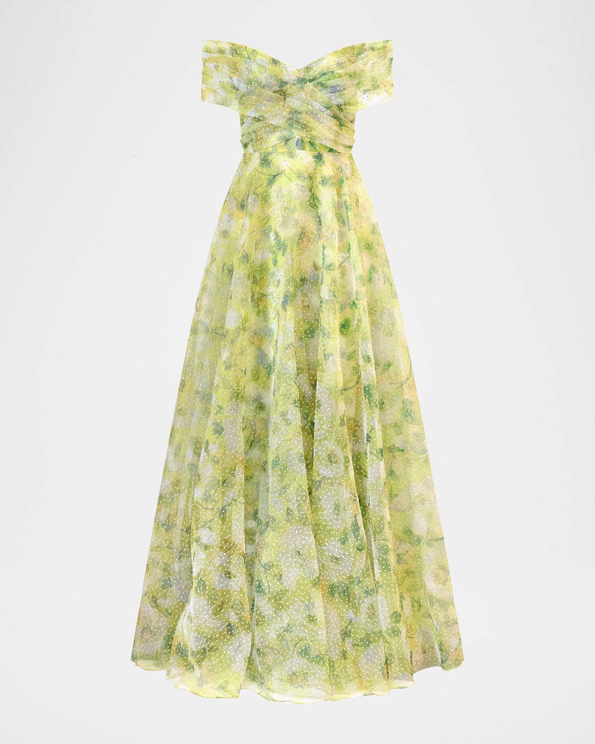 Ryan Pleated Off-Shoulder Organza Gown | Neiman Marcus