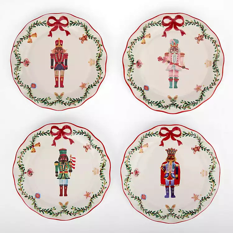 Jolly Nutcracker Wavy Salad Plates, Set of 4 | Kirklands Home | Kirklands