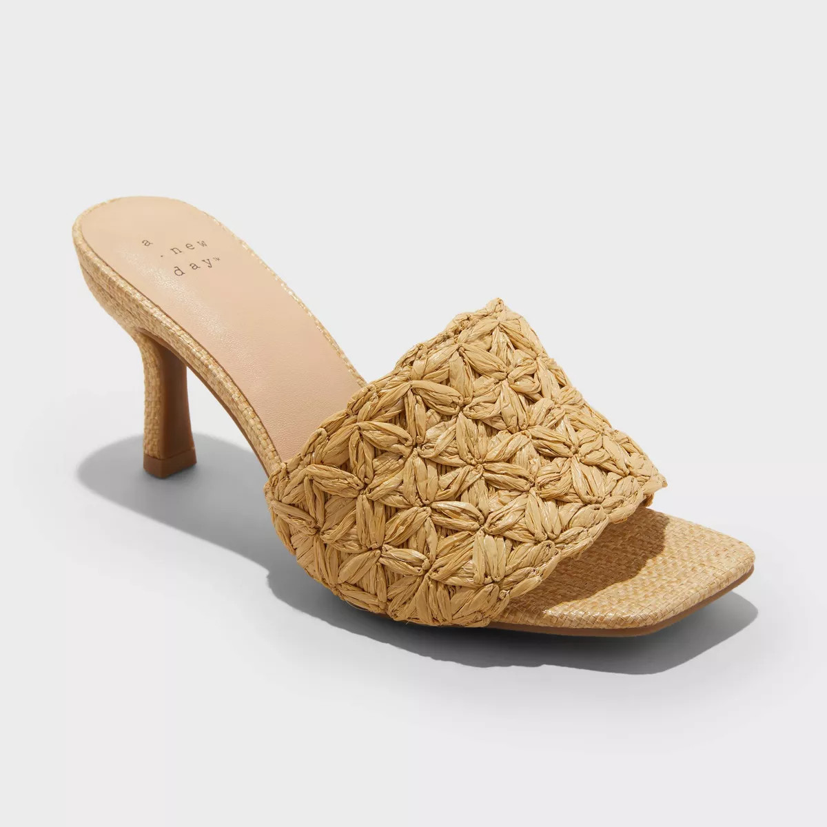 Women's Ayla Raffia Slide Heels with Memory Foam Insole - A New Day™ Tan | Target