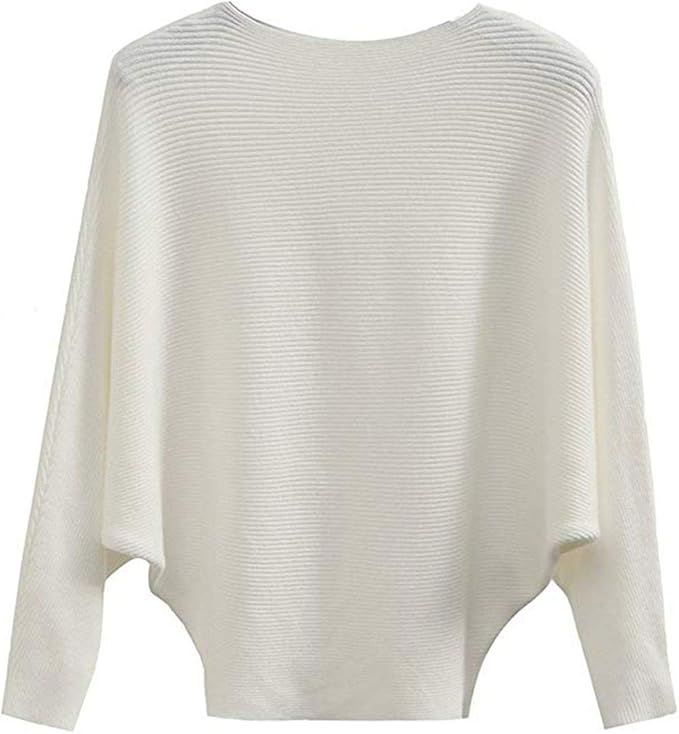 MAKARTHY Women's Batwing Sleeves Knitted Dolman Sweaters Pullovers Tops | Amazon (US)