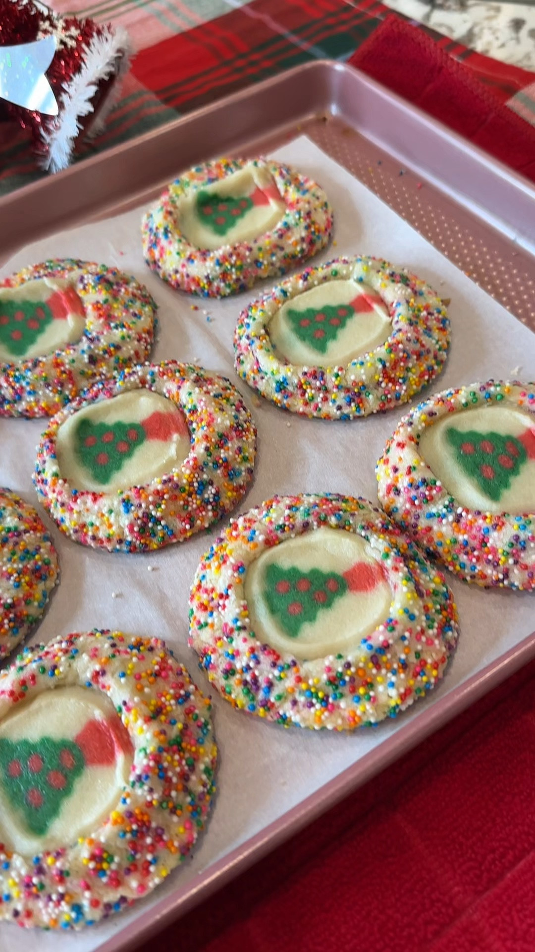 Christmas tree cookies 

Super easy to make 
Sharing to you super cute Christmas tree cookies !🎄

Use the regular cookies from @pillsburgh
Roll them with sprinkles and then bake it

After 5 minutes add it
Christmas tree cookies and then bake them again 

Yummy cookies!🍪 
Super easy and festive!🎄 Perfect for Christmas parties!




#LTKWatchNow #LTKHoliday #LTKParties