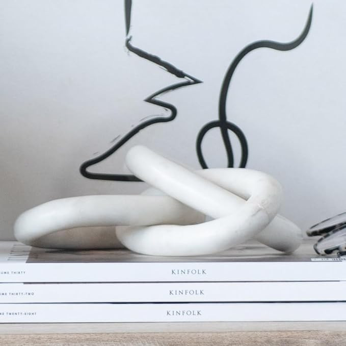 Bloomingville 13"L Decorative Marble Chain Link Figurine, White | Amazon (US)