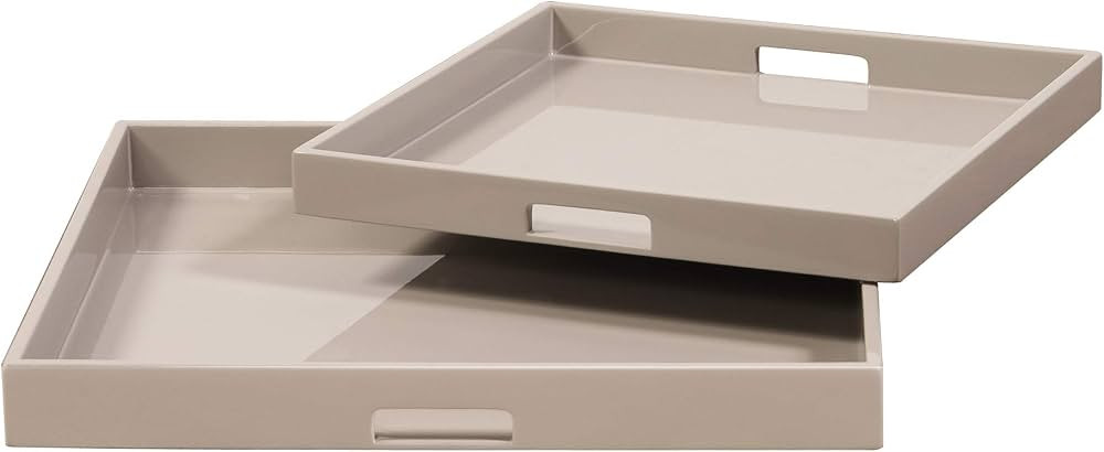 Howard Elliott 83025 Lacquer Square Wood Tray Set, Taupe | Amazon (US)