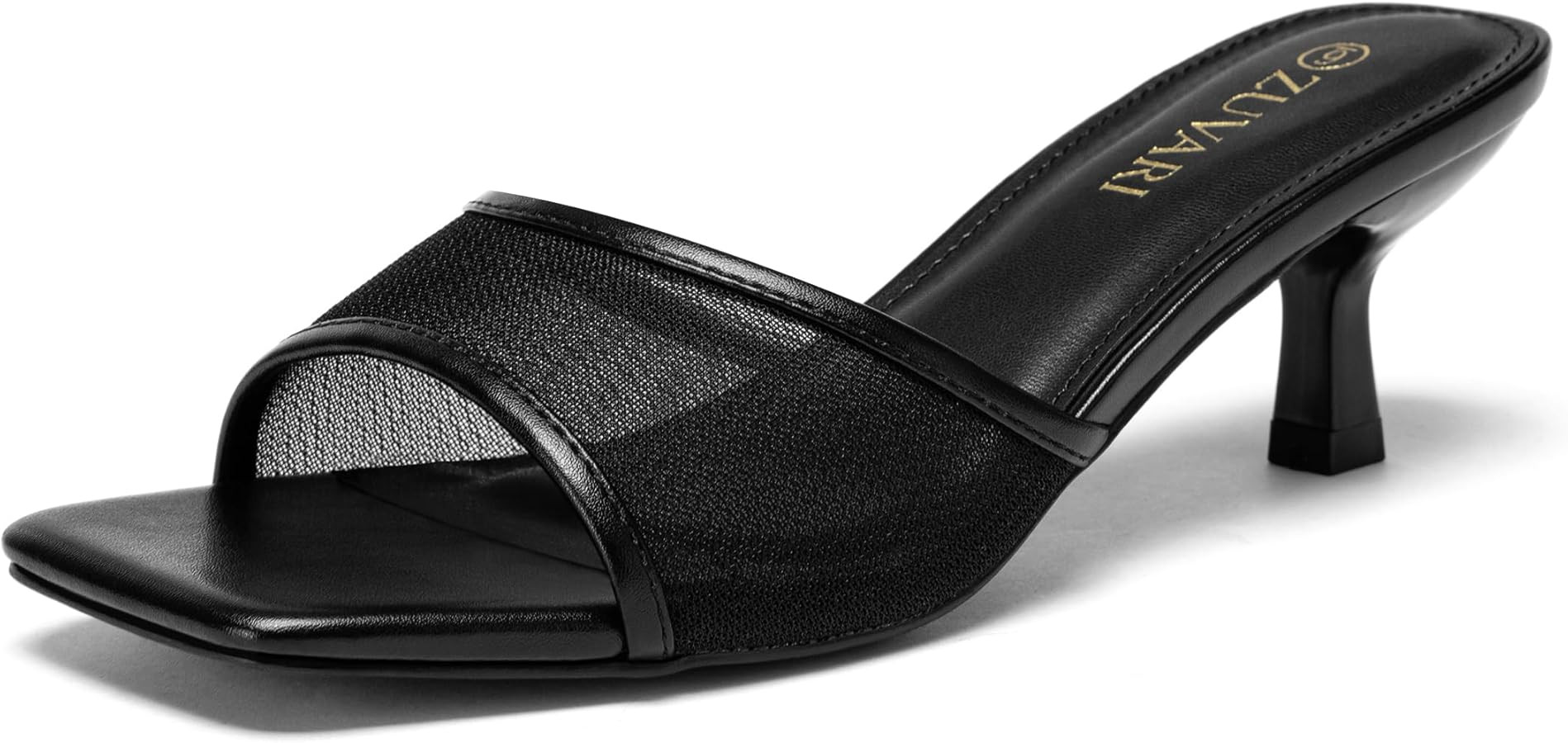 Women's Kitten Heels Sandals Square Open Toe Stiletto 2 Inch Low Heel Mules Dressy Slides Comfort... | Amazon (US)