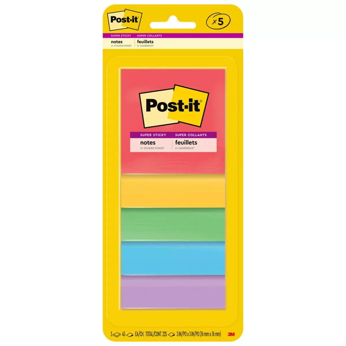 Post-it 5pk 3" x 3" Super Sticky Notes 45 Sheets/Pad - Marrakesh Collection | Target