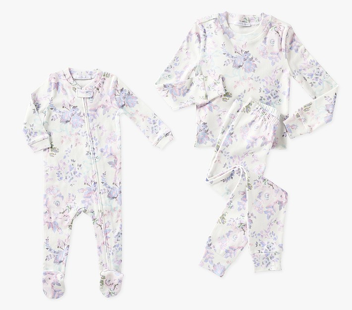 LoveShackFancy Lavender Damask Organic Family Pajama Collection | Pottery Barn Kids