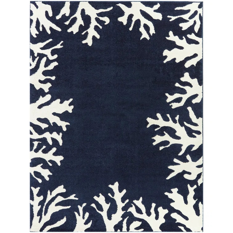Honeycutt Abstract Area Rug in Navy/White | Wayfair North America