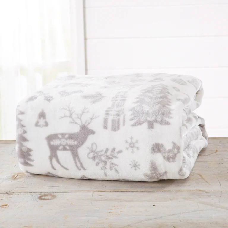 Great Bay Home Velvet Plush Fleece Holiday Printed Warm and Cozy Throw Blanket  (50" x 70" Throw,... | Walmart (US)