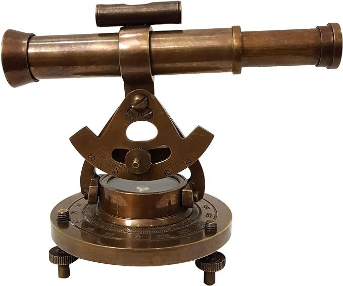 Antique Brass Nautical Alidade Telescope Compass Surveying Theodolite Marine Home/Office Table De... | Amazon (US)