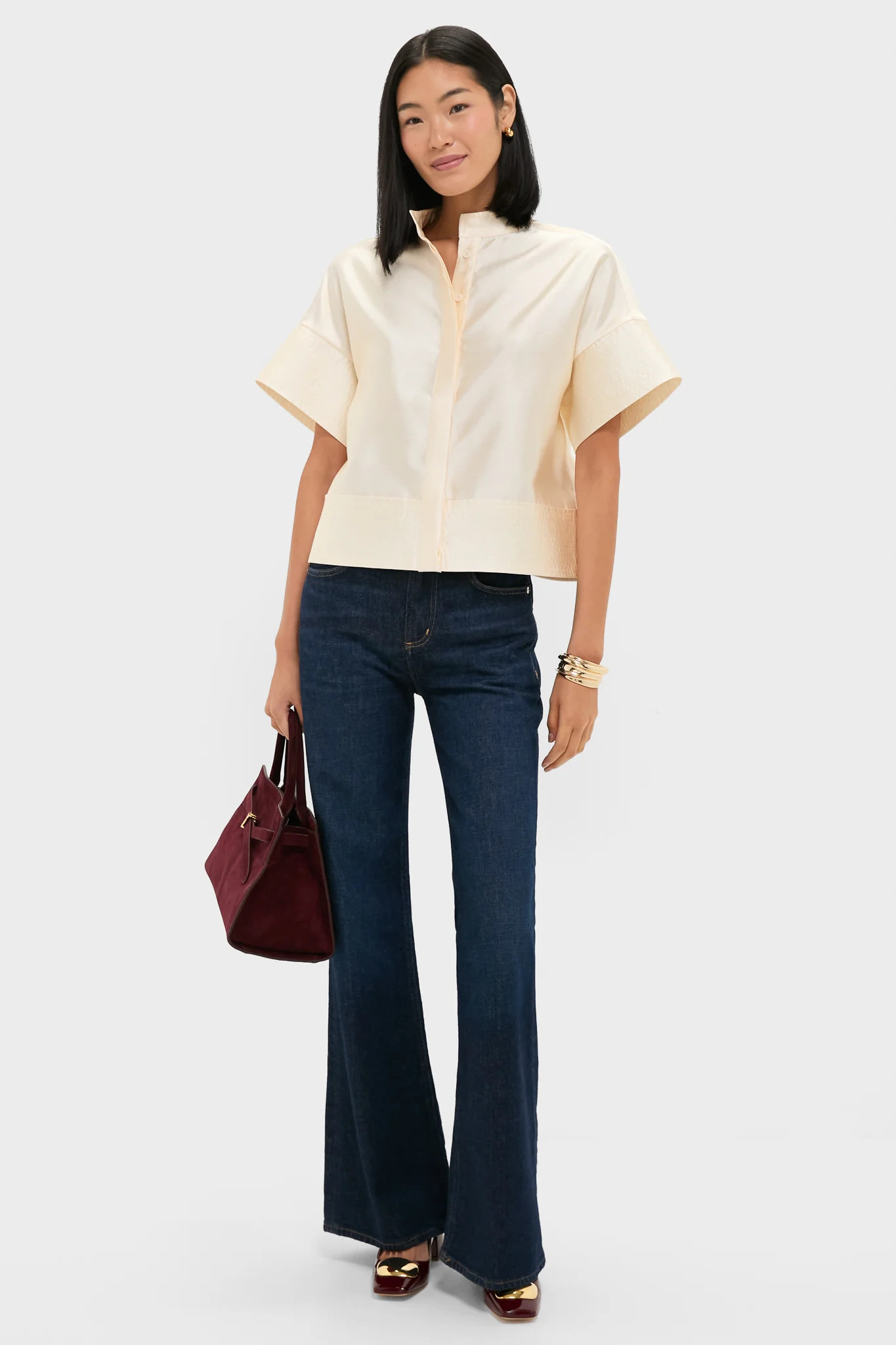 Winter White Dupioni Trapunto Stitch Sofia Shirt | Tuckernuck (US)