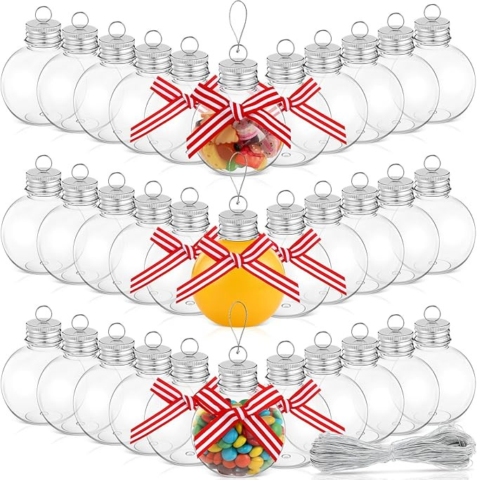 Sliner 36 Pcs Christmas Drink Booze Balls 58.9mm Clear Fillable Ornaments Christmas Tree Plastic ... | Amazon (US)