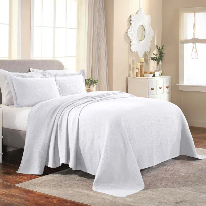 Swanton 100% Textured Medallion Cotton Modern & Contemporary Oversized Coverlet/Bedspread Set | Wayfair North America