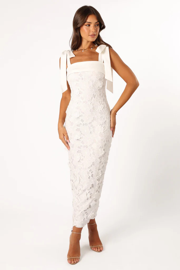 Emersyn Midi Lace Dress - White | Petal & Pup (US)