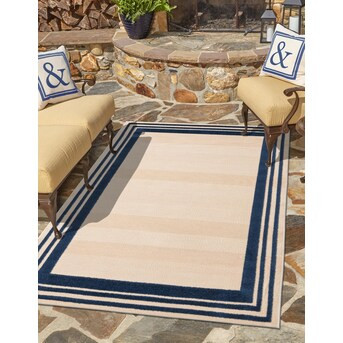 Unique Loom Aruba Outdoor 7 X 10 (ft) Beige Indoor/Outdoor Border Area Rug | Lowe's