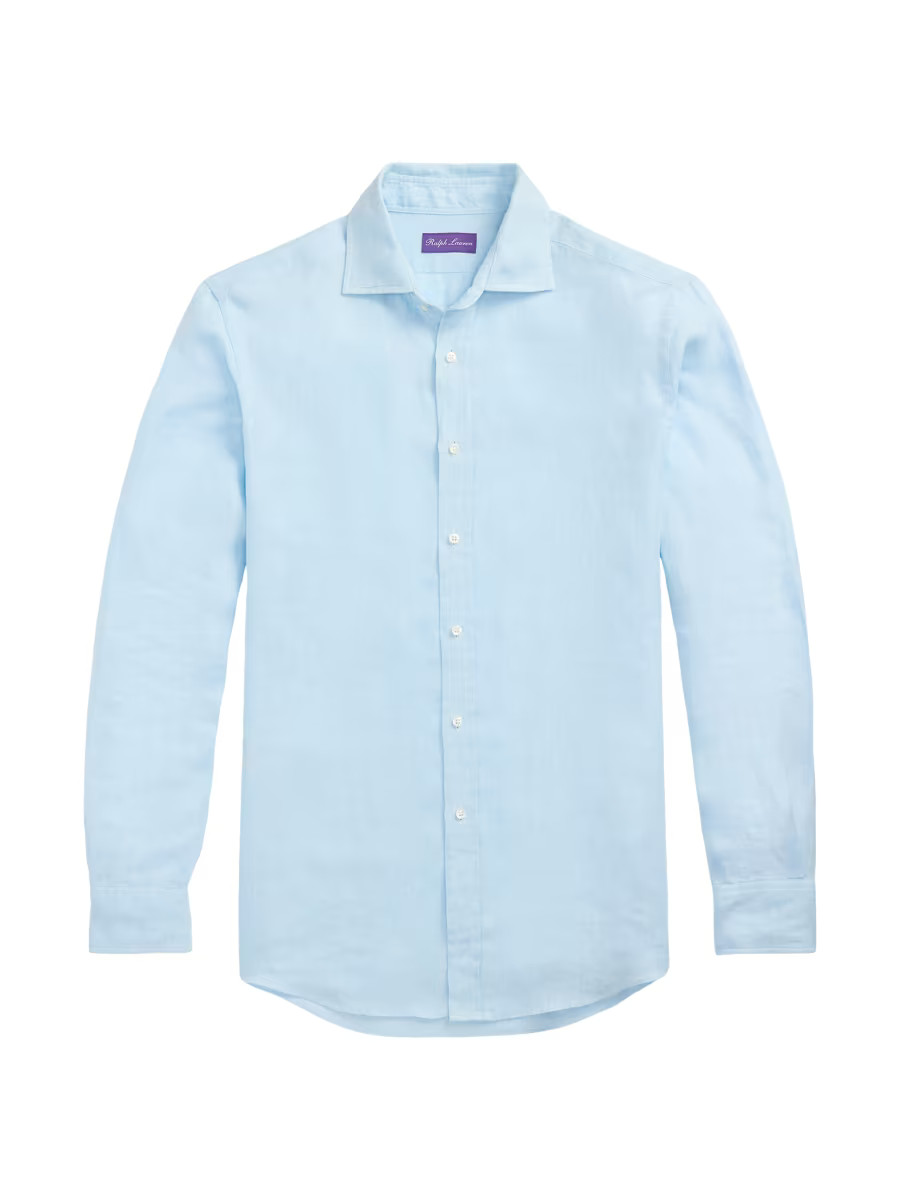 Ralph Lauren Purple Label Basket-Weave Linen Shirt | Saks Fifth Avenue | Saks Fifth Avenue