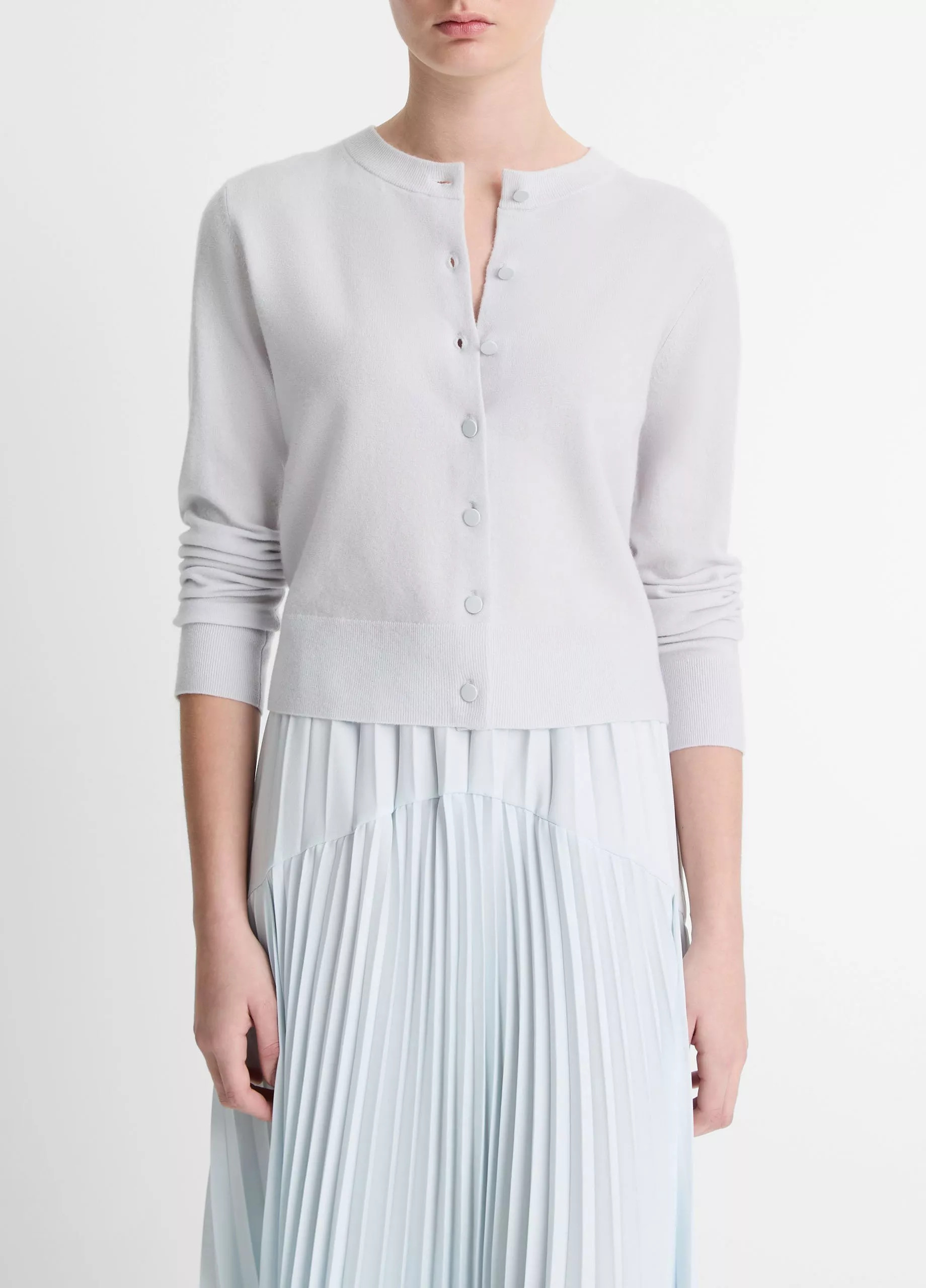 Wool & Cashmere-Blend Tipped Half-Moon Cardigan | Vince LLC