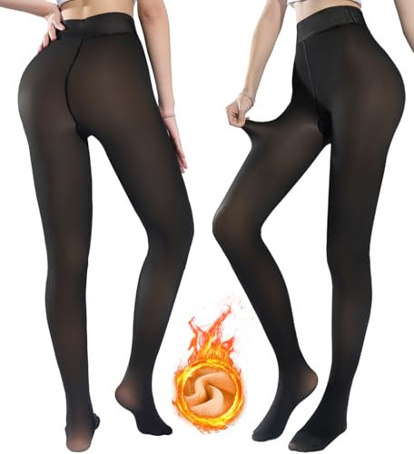 Fleece Lined Tights Women Black Tights Warm Thermal Winter Fleece lined Leggings Translucent Stocking for Women | Amazon (US)