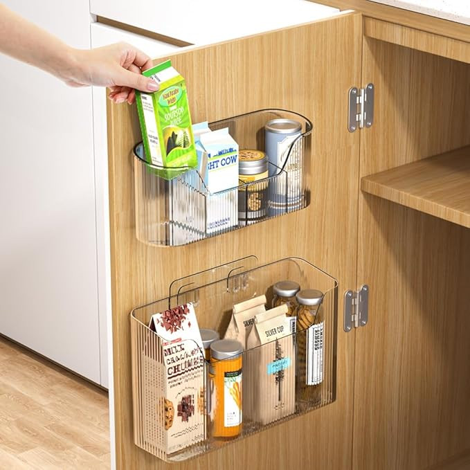 2PCS Cabinet Door Organizer,Self Adhesive Kitchen Cabinet Organizer,Cabinet Door Storage Box for ... | Amazon (US)