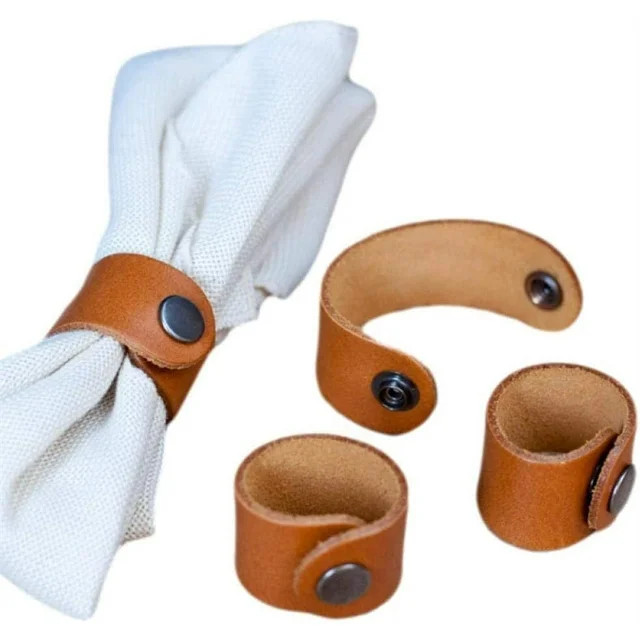 Nvzi -b Leather Napkin Rings Set of 6, Handmade Farmhouse Napkin Holders Natural Rustic Napkin Ri... | Walmart (US)