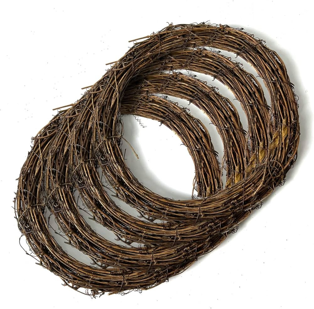 Worown 4 Pcs 12 Inch Natural Grapevine Wreaths, Vine Branch Wreath, Rattan Wreath for DIY Christm... | Amazon (US)
