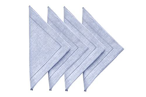 Solino Home Chambray Blue Linen Napkins – 20 x 20 Inch Set of 4, Milan 100% Pure Linen Dinner N... | Amazon (US)