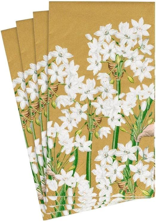Caspari Paperwhites Paper Guest Towel Napkins in Gold - Two Packs of 15 | Amazon (US)