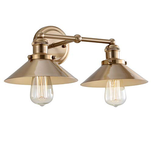 JONATHAN Y JYL7430A August 17.5" 2-Light Metal Shade Farmhouse Sconce Contemporary Transitional 2200K Edison 25W Bulbs Included for Bedroom Living Room Bathroom, Vanity Lighting, Brass Gold | Amazon (US)