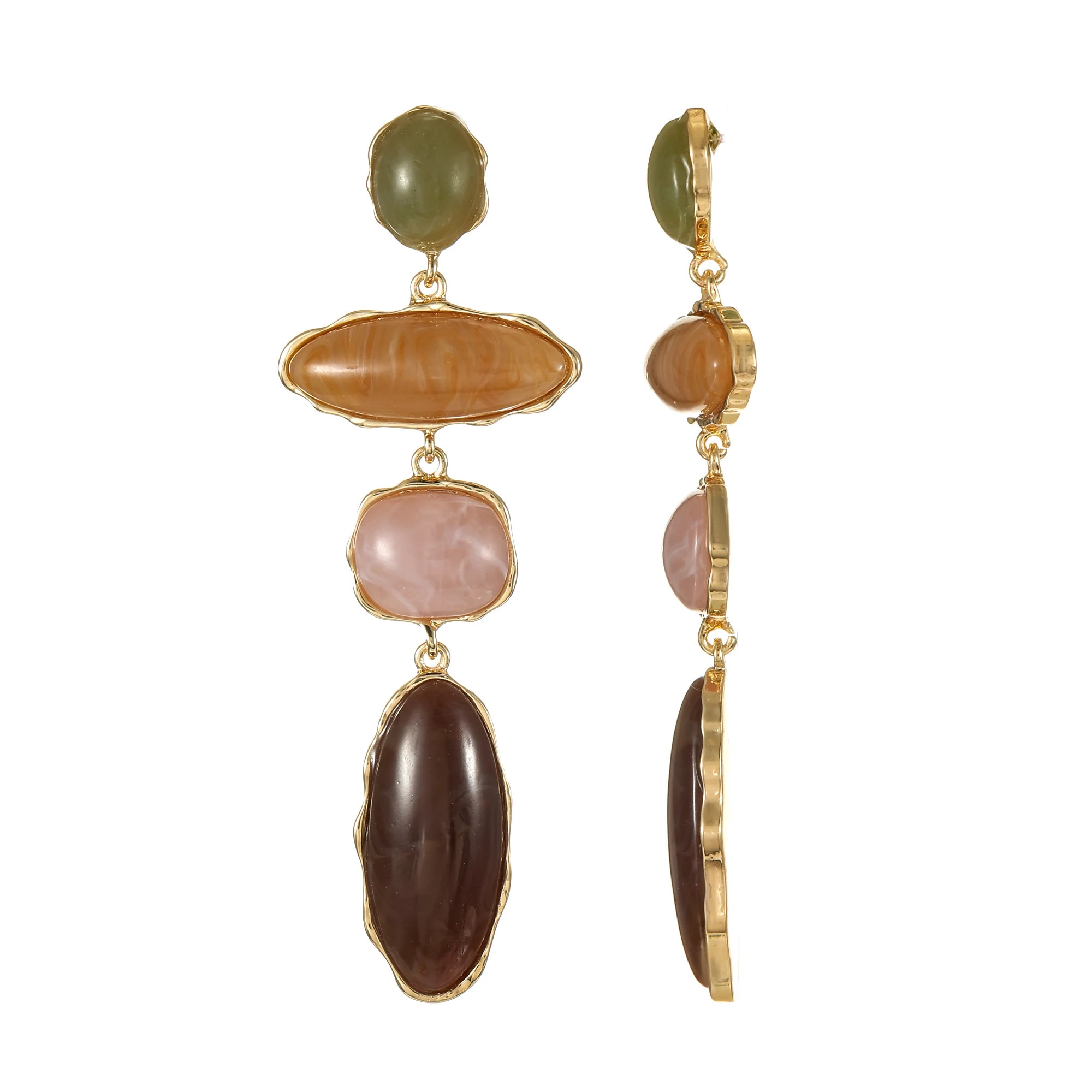 Time and Tru Goldtone Multicolored Stone Dangle Earrings, 1Pair - Walmart.com | Walmart (US)