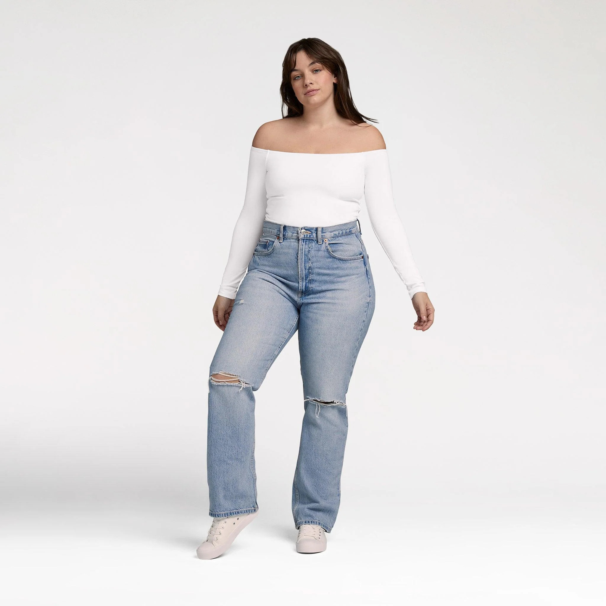 Women's Off The Shoulder Bodysuit - White - nuuds | nuuds