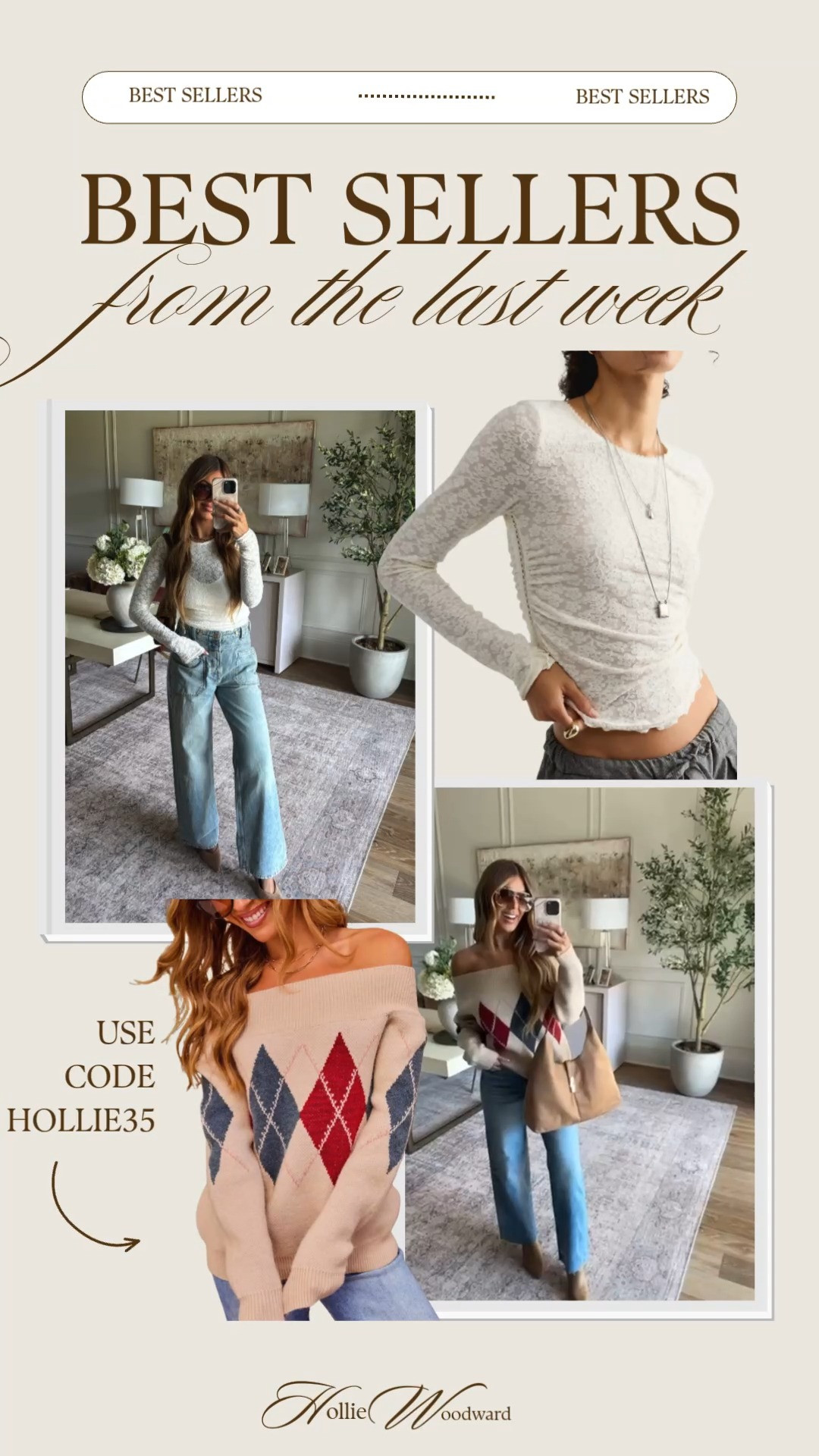 wearing a small in both tops and a 27 in the jeans!

use code hollie35 on the vici sweater 🫶🏼 

 