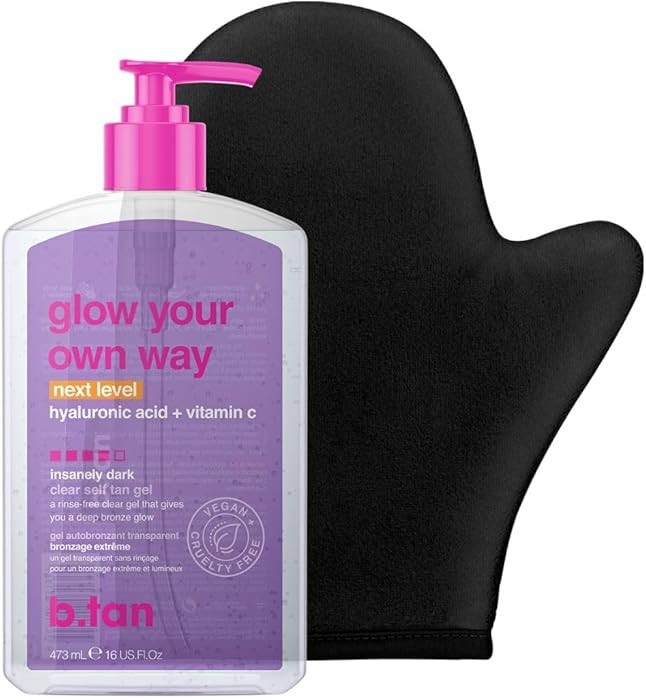 b.tan Insanely Dark Clear Self Tanning Gel with Mitt Kit | Glow Your Own Way Next Level Bundle - ... | Amazon (US)