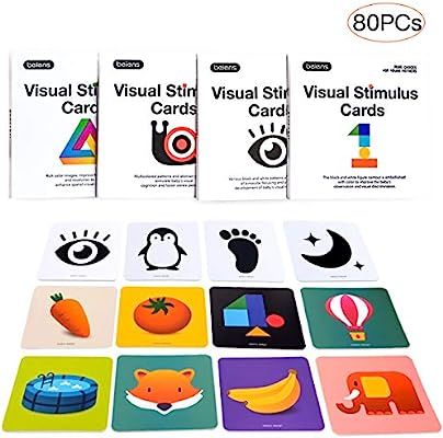 beiens High Contrast Baby Flashcard, 80 PCs 160 Page Black White Colorful Visual Stimulation Lear... | Amazon (US)