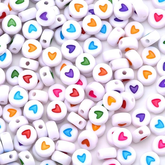 Sunrica 1600Pcs White and Colorful Round Heart Beads, 4X7mm Acrylic Heart Beads for Jewelry Makin... | Amazon (US)