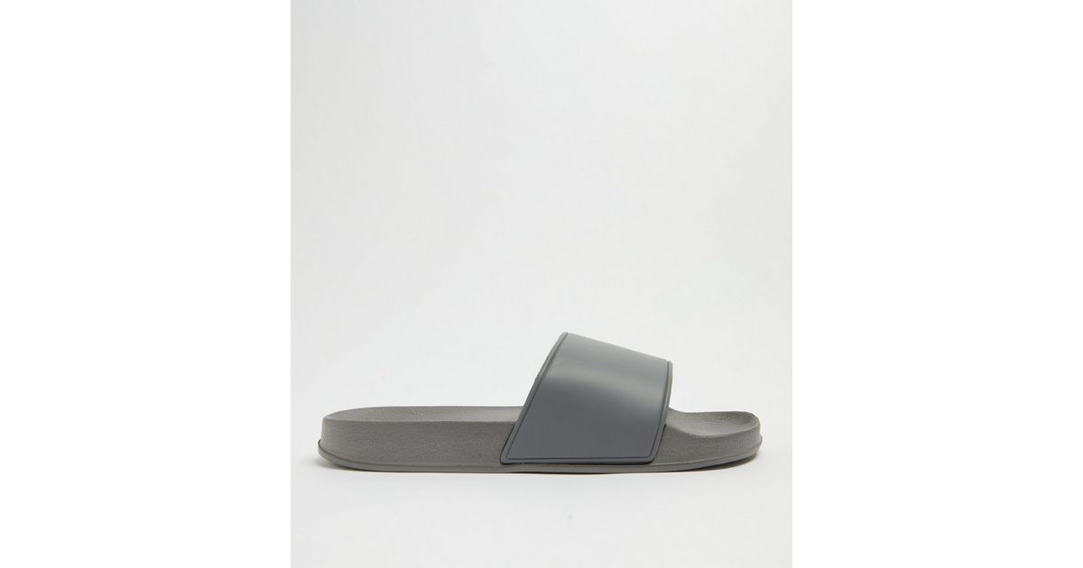 Pale Grey Leather-Look Sliders
						
						Add to Saved Items
						Remove from Saved Items | New Look (UK)