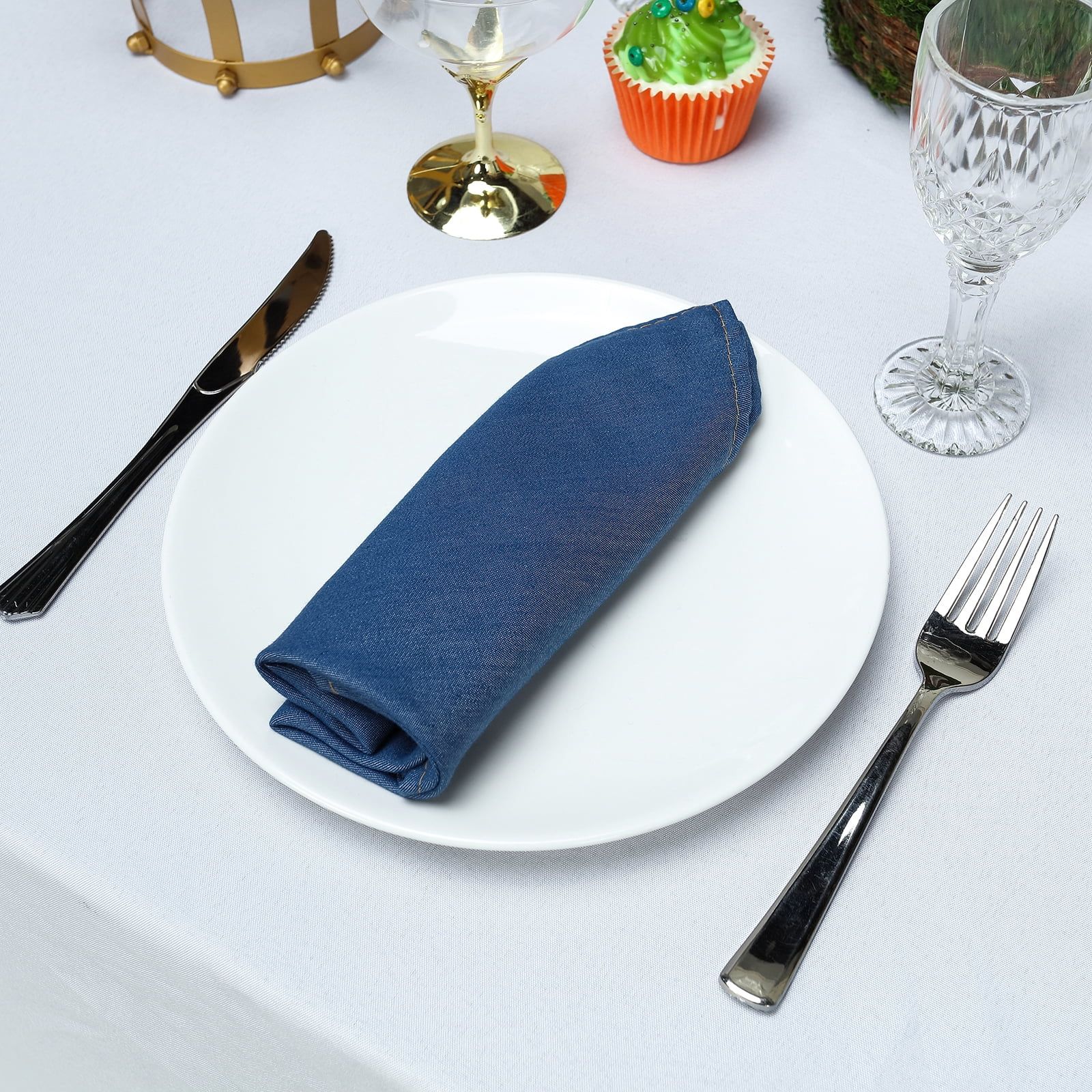 BalsaCircle 5 pcs 17x17-Inch wide Dark Blue Faux Denim Polyester Napkins - Wedding Events Table T... | Walmart (US)