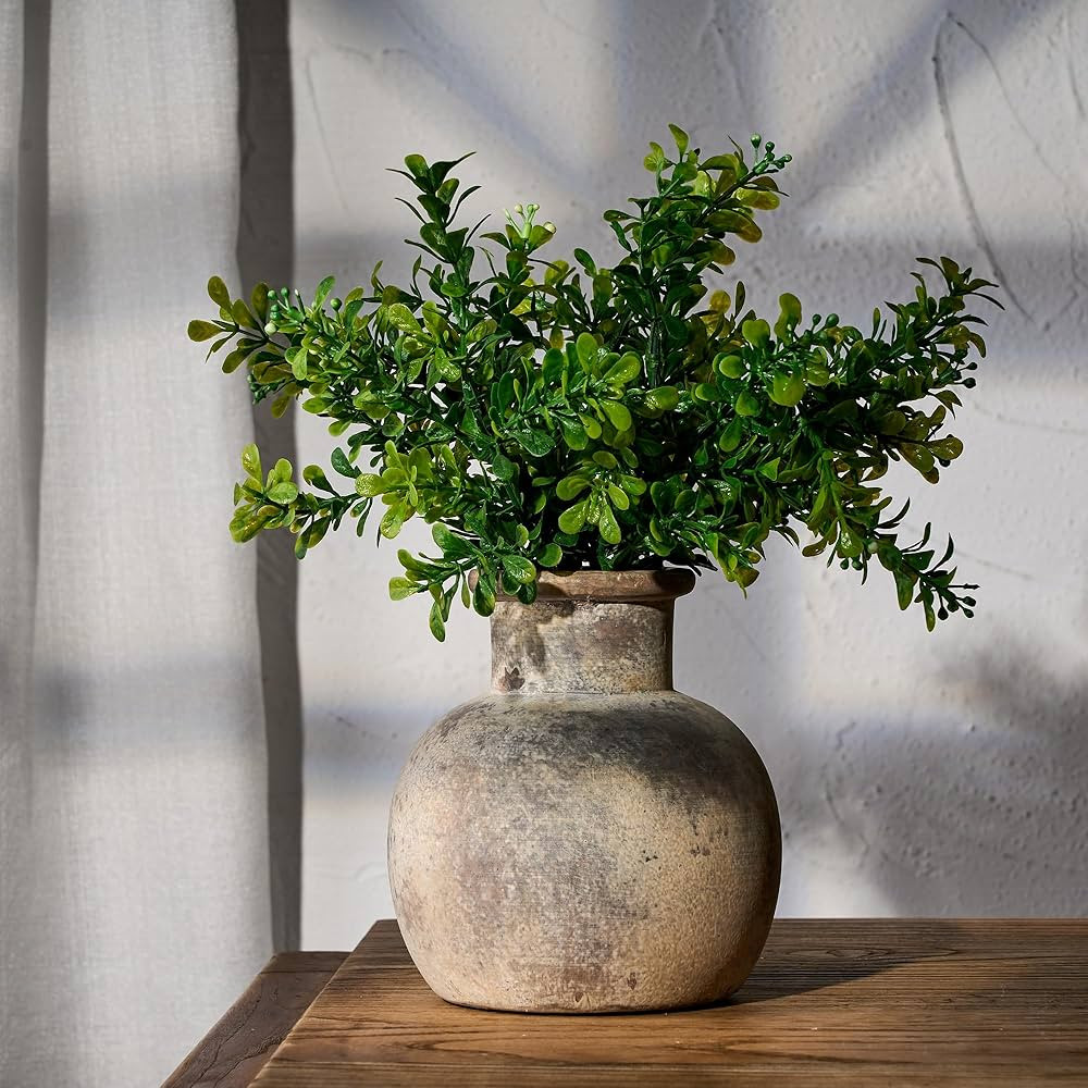 6 Inch Antique Ceramic Vase, Terracotta Vase Boho Decor Farmhouse Decorative Vase, Rustic Vase fo... | Amazon (UK)