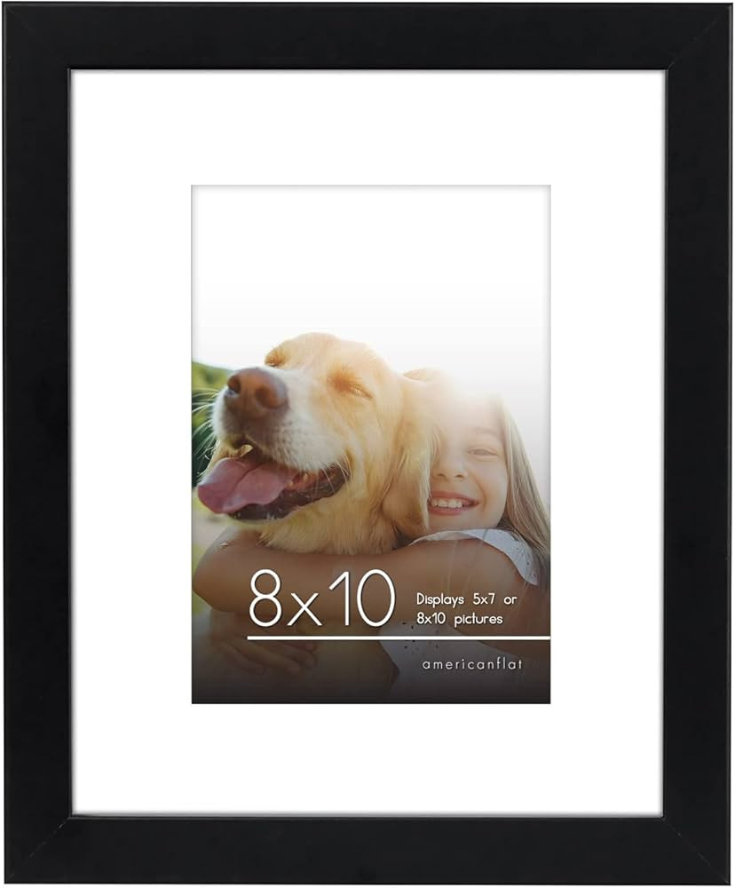 Americanflat 8x10 Picture Frame in Black - Use as 5x7 Picture Frame with Mat or 8x10 Frame Withou... | Amazon (US)