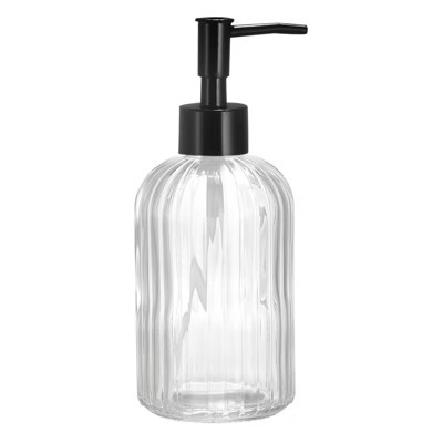 Unique Bargains Glass Durable Hand Soap Dispenser with Black Pump for Kitchen Bathroom Clear | Target