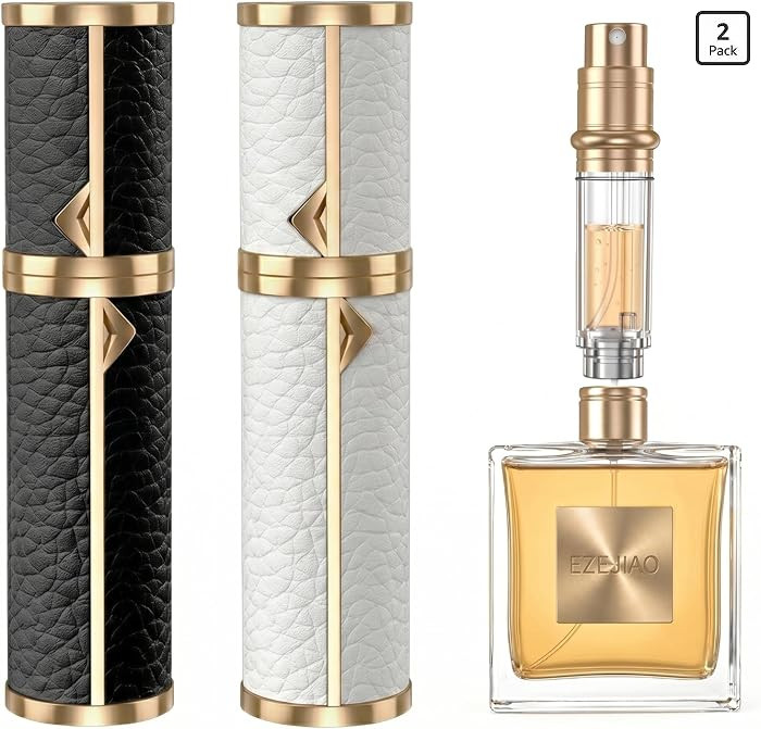 2PCS Perfume Travel Refillable Bottle, Luxury Leather Travel Perfume Atomizer 5ml, TSA Approved L... | Amazon (US)