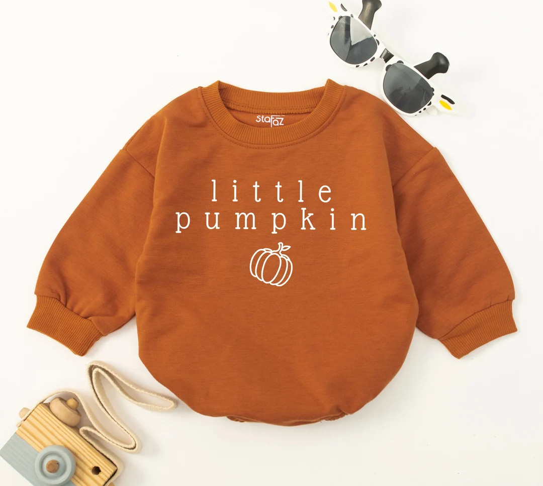 Little Pumpkin Baby Romper, Natural Fall Baby Bodysuit, Cute Fall Bodysuit, Pumpkin Baby Gift, He... | Etsy (US)